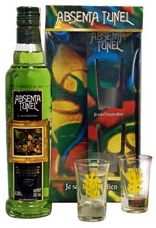 Абсент «Tunel Green gift box with 2 glasses» в подарочной упаковке с 2 бокалами.
